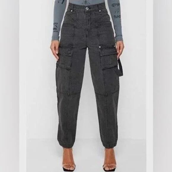 Manière De Voir Cargo Balloon Fit Jeans Black Size 6 EUC - Picture 1 of 10